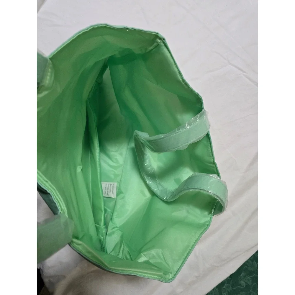 Clinique‎ Striped Tote Bag Green White Makeup Cosmetic Travel Beach /0316
